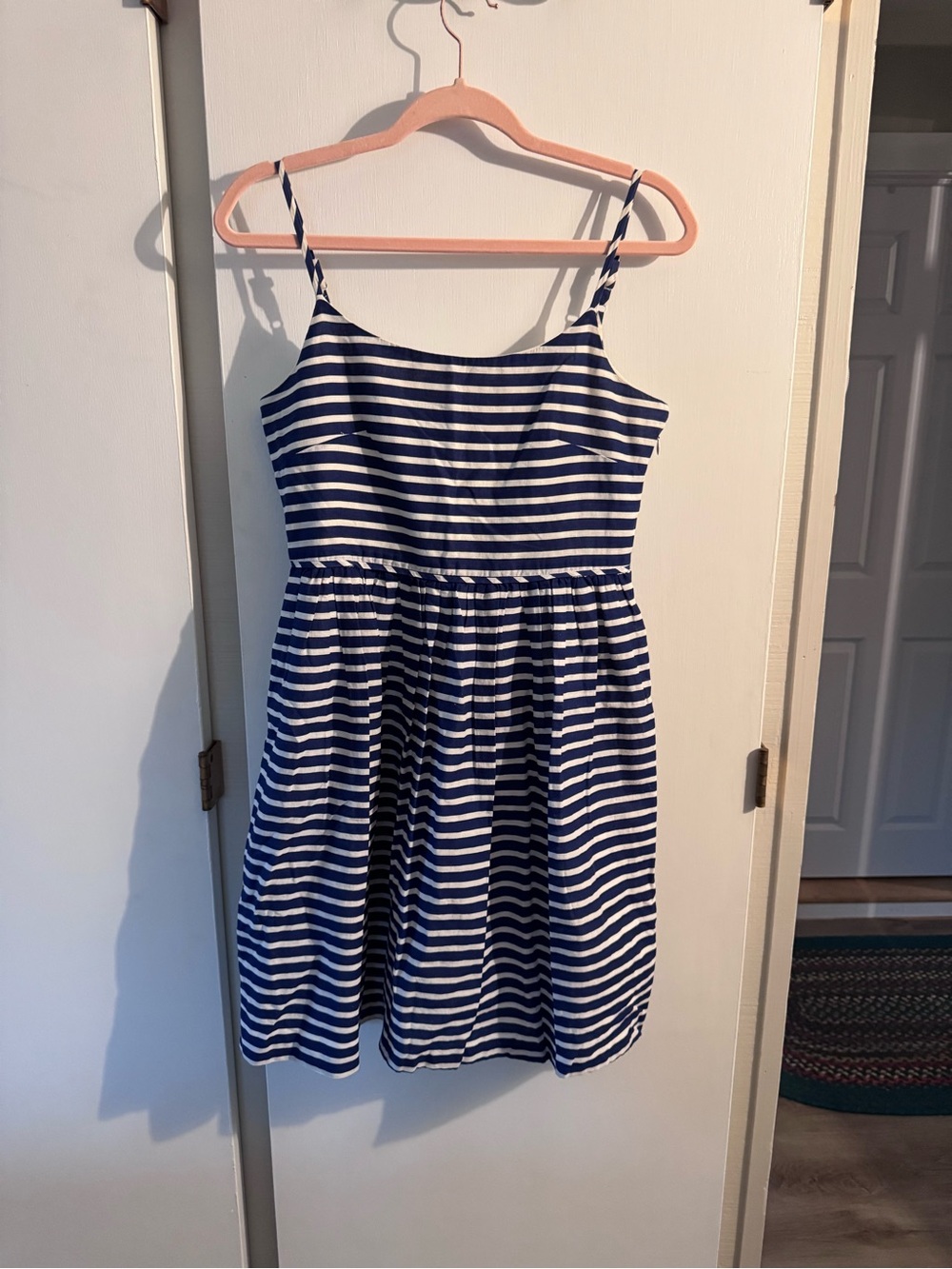 Blue and white striped j. Crew fit and flare dress
